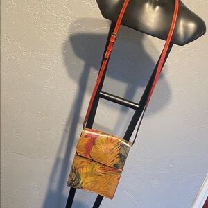 Colorful Leaf Print Crossbody Bag